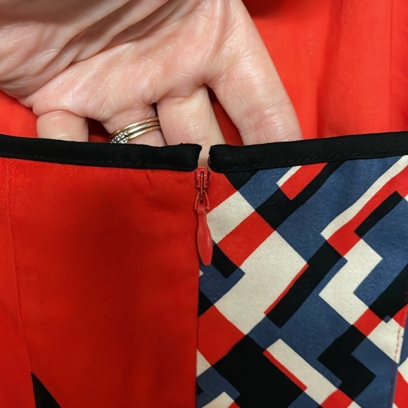 Jessica Simpson size 6 Red, Blue, White, and Black A-line Halter Midi Sundress - Picture 8 of 11